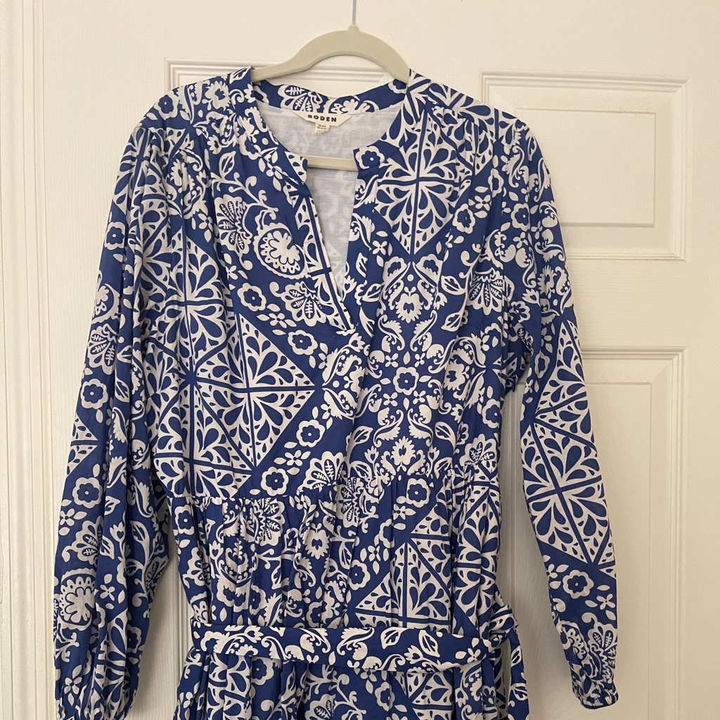Boden Navy And White Floral Top